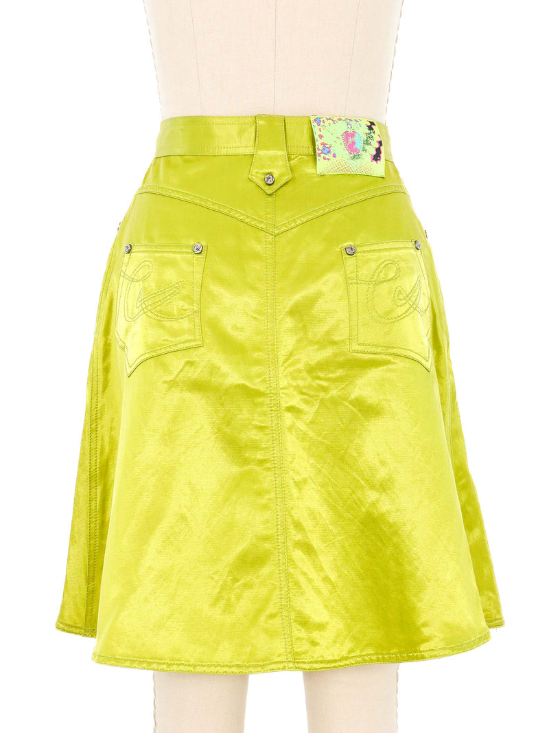 Christian Lacroix Chartreuse Satin Skirt Bottom arcadeshops.com