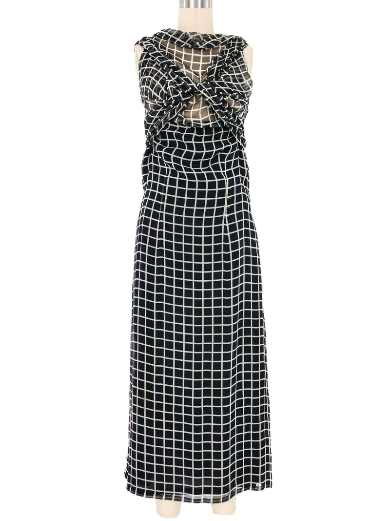 2009 Dries Van Noten Window Pane Silk Chiffon Dress Dress arcadeshops.com