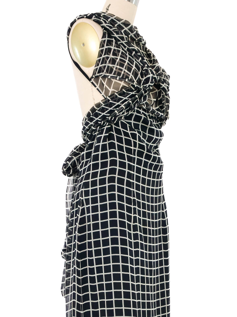 2009 Dries Van Noten Window Pane Silk Chiffon Dress Dress arcadeshops.com