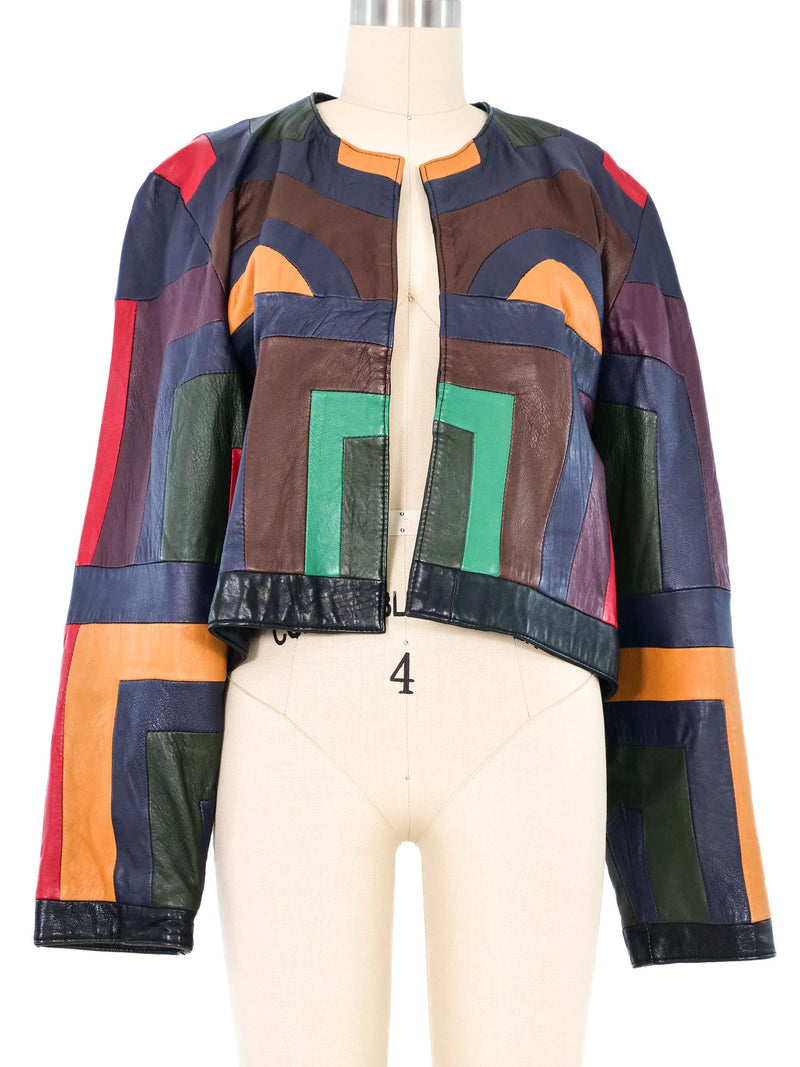 Patchwork Leather Jacket Jacket arcadeshops.com