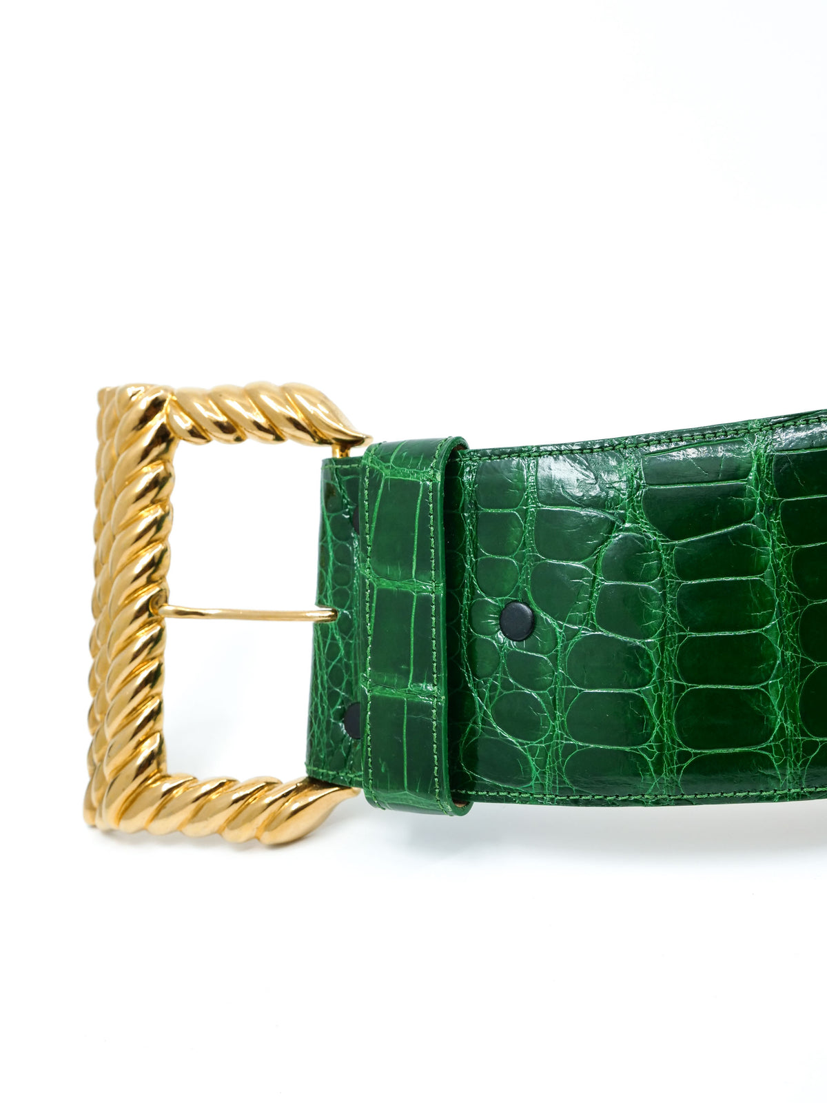 Vintage Kleinberg Sherill American alligator belt Kleinberg Sherrill Black American Alligator Belt M Gold  main image 3
