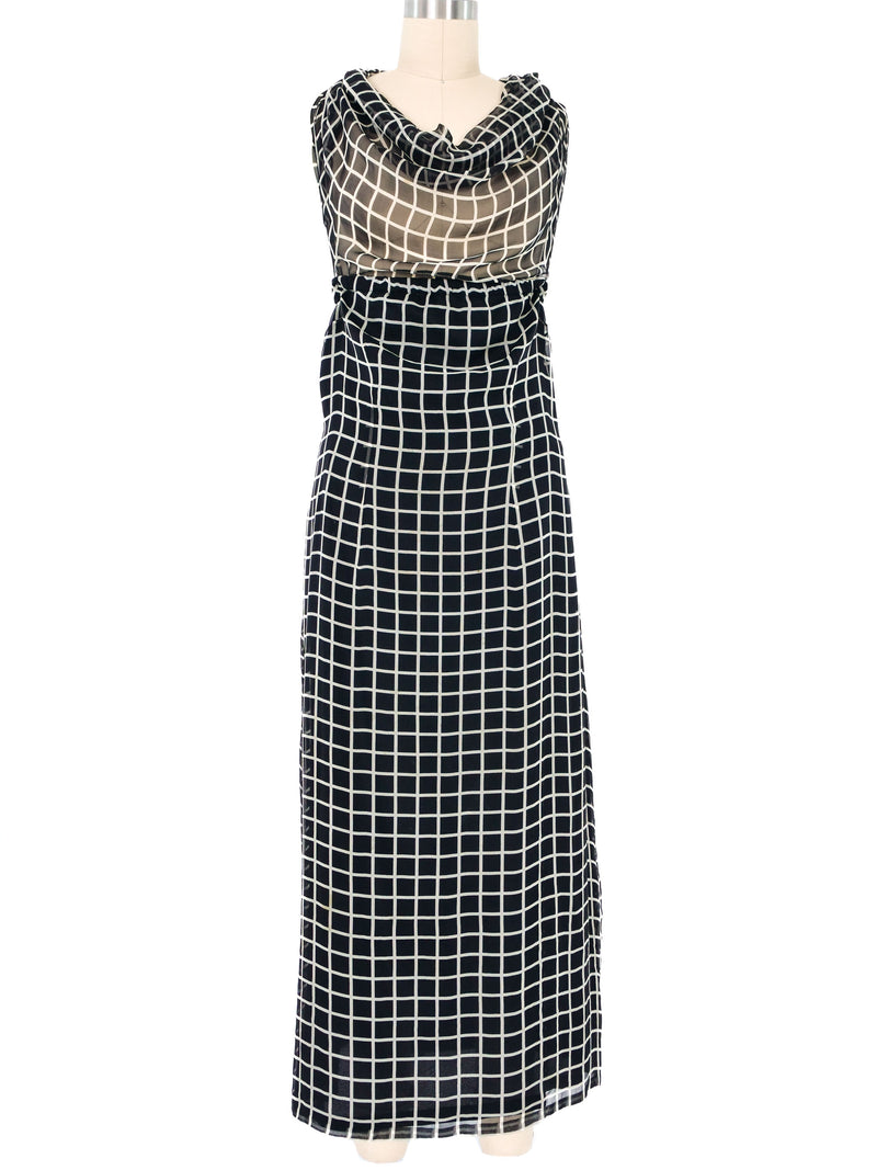 2009 Dries Van Noten Window Pane Silk Chiffon Dress Dress arcadeshops.com