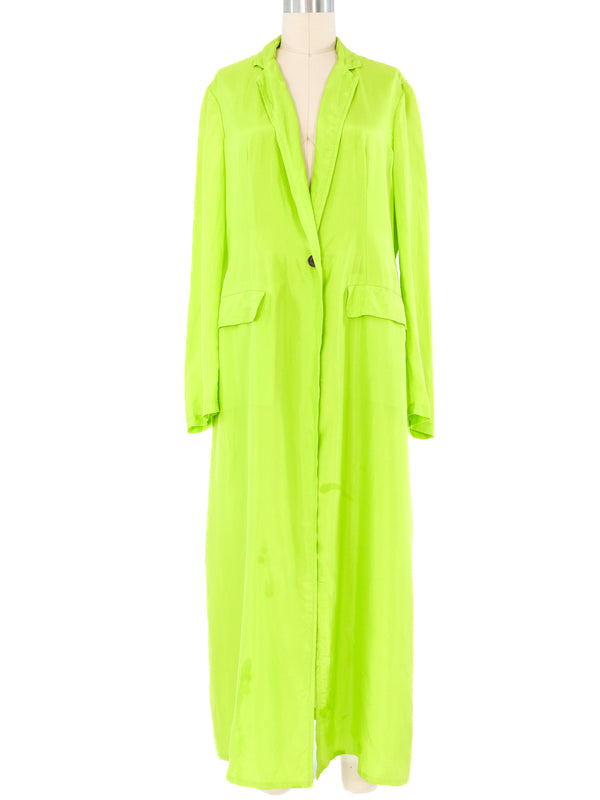 Dries Van Noten Lime Silk Duster Jacket arcadeshops.com