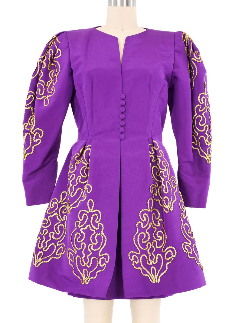 Pauline Trigere Purple Embroidered Skirt Ensemble Suit arcadeshops.com