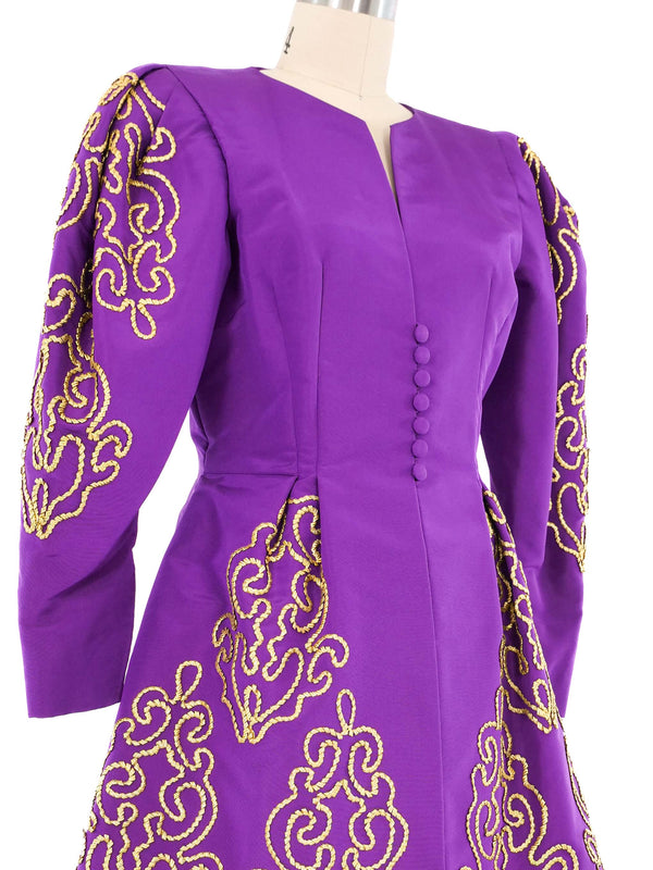 Pauline Trigere Purple Embroidered Skirt Ensemble Suit arcadeshops.com