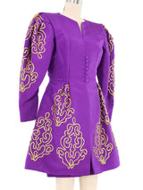 Pauline Trigere Purple Embroidered Skirt Ensemble Suit arcadeshops.com