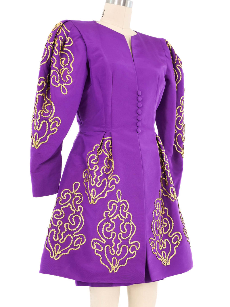 Pauline Trigere Purple Embroidered Skirt Ensemble Suit arcadeshops.com