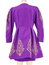 Pauline Trigere Purple Embroidered Skirt Ensemble Suit arcadeshops.com