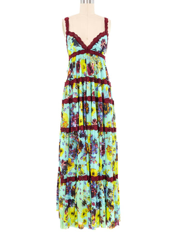 Jean Paul Gaultier Tiered Floral Maxi Dress