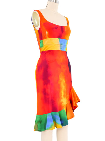 strapless open back dress Paco Rabanne Plastic Tie Dye Jersey Dress