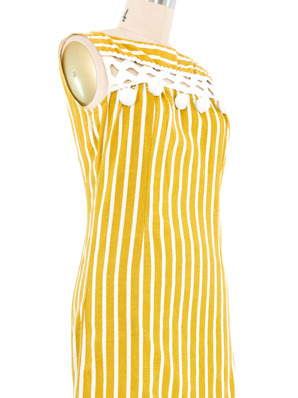 1960s Mustard Striped Shift Dress Dress arcadeshops.com