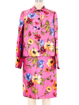 1990s Dolce and Gabbana Pink Floral Skirt Suit Suit arcadeshops.com