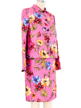 1990s Dolce and Gabbana Pink Floral Skirt Suit Suit arcadeshops.com