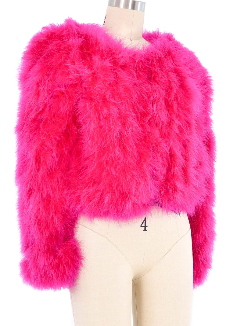 Pink Marabou Cropped Jacket Jacket arcadeshops.com