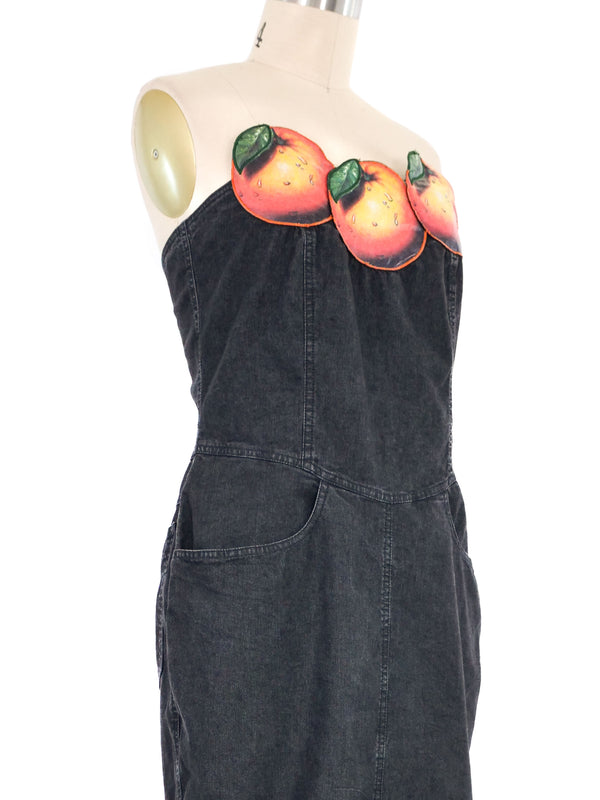 Moschino Oranges Applique Denim Dress Dress arcadeshops.com