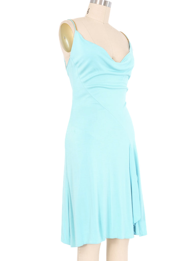 Gianni Versace Baby Blue Cowl Neck Dress Dress arcadeshops.com