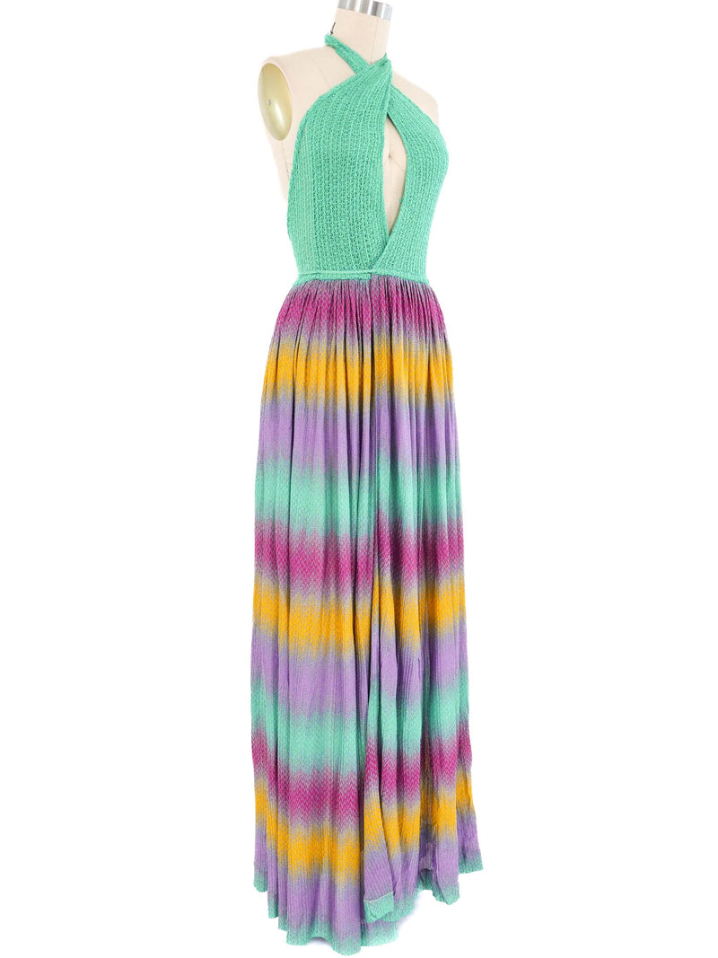 1970s Missoni Ombre Halter Gown Dress arcadeshops.com