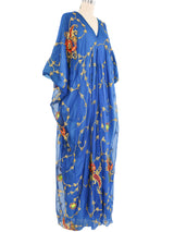 Profils du Monde Blue Embellished Silk Caftan Dress arcadeshops.com