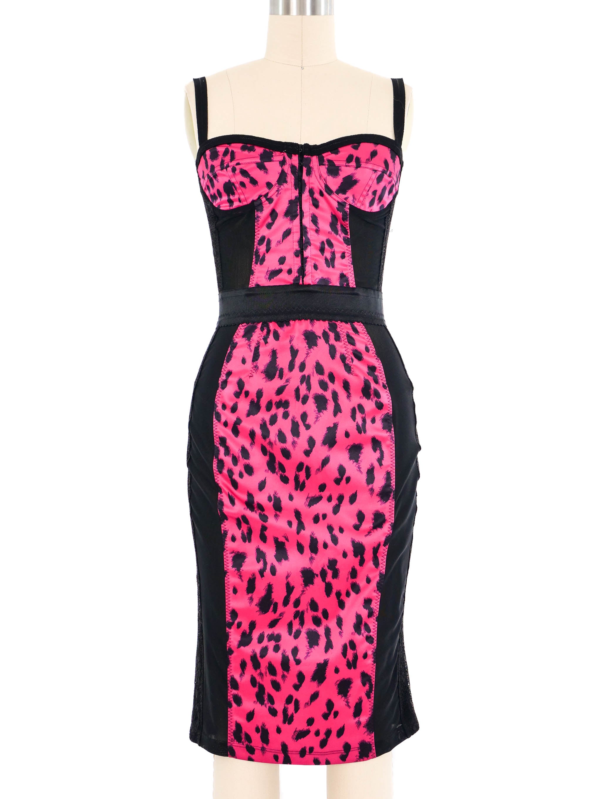 Dolce And Gabbana Fuschia Leopard Print Bustier Dress