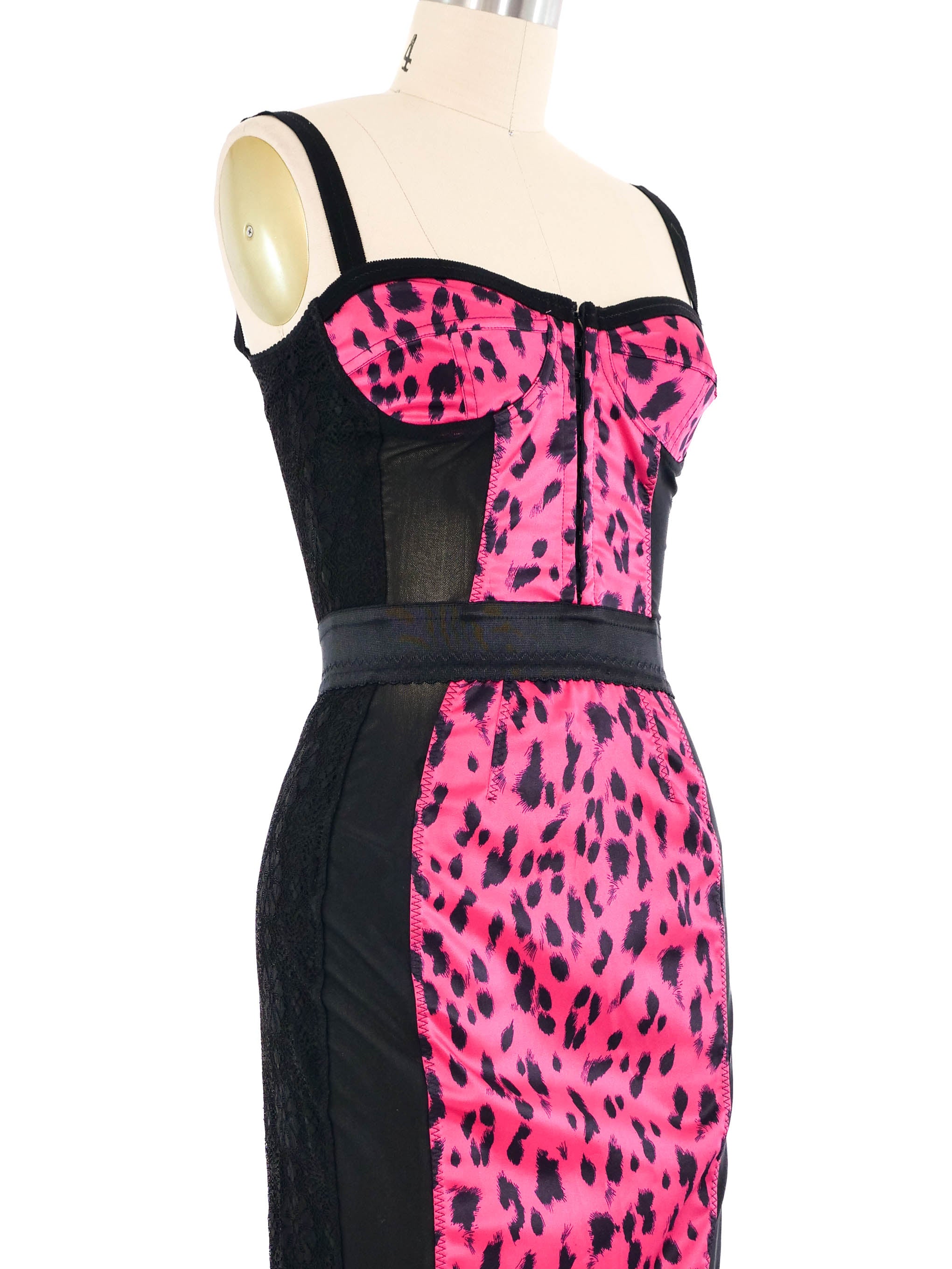 Dolce And Gabbana Fuschia Leopard Print Bustier Dress