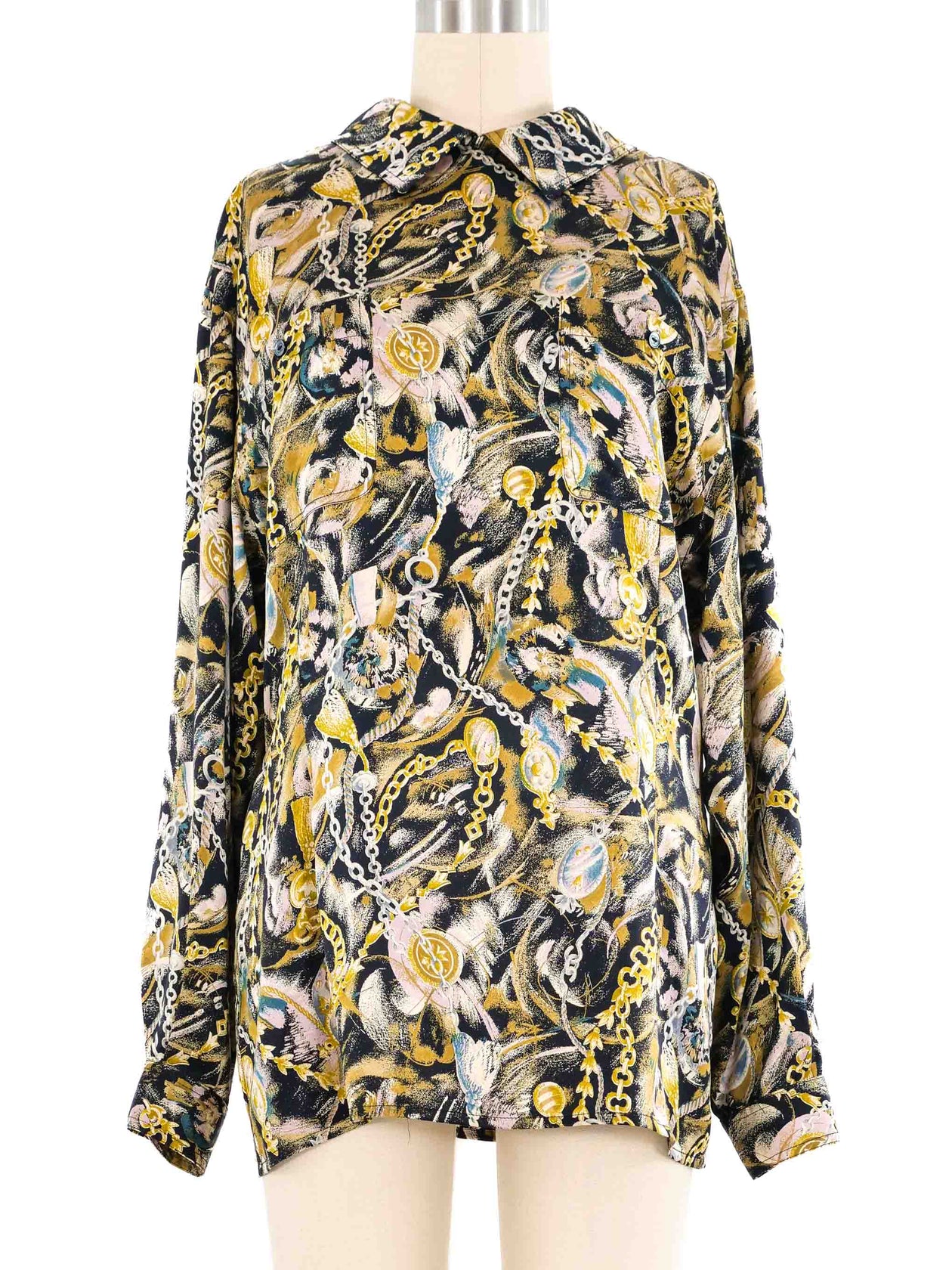 Gucci Chain Printed Silk Blouse