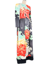 1970s Hanae Mori Handpainted Silk Evening Gown Dress arcadeshops.com
