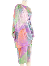 1980s Emanuel Ungaro Silk Watercolor Draped Dress Dress arcadeshops.com