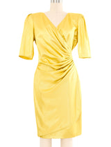 1980s Ungaro Ruched Gold Lamé Dress Dress arcadeshops.com