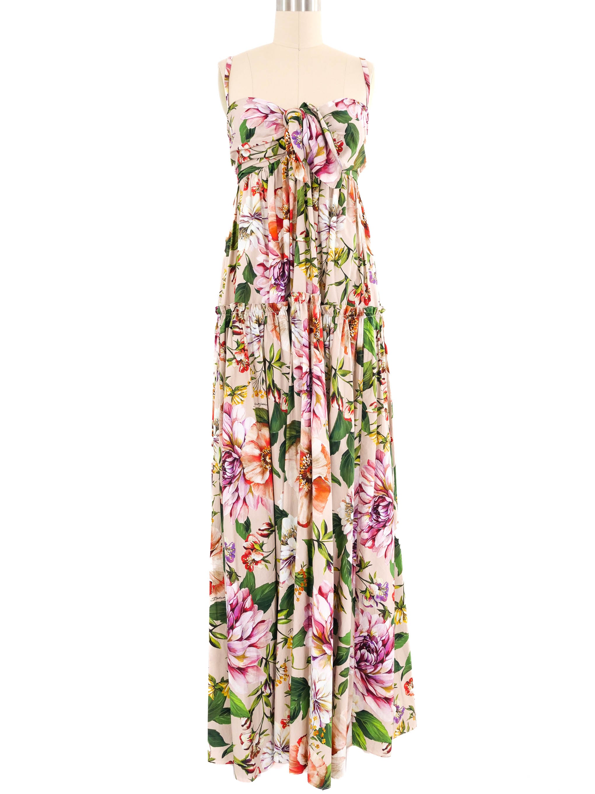 Dolce And Gabbana Cotton Floral Maxi Dress