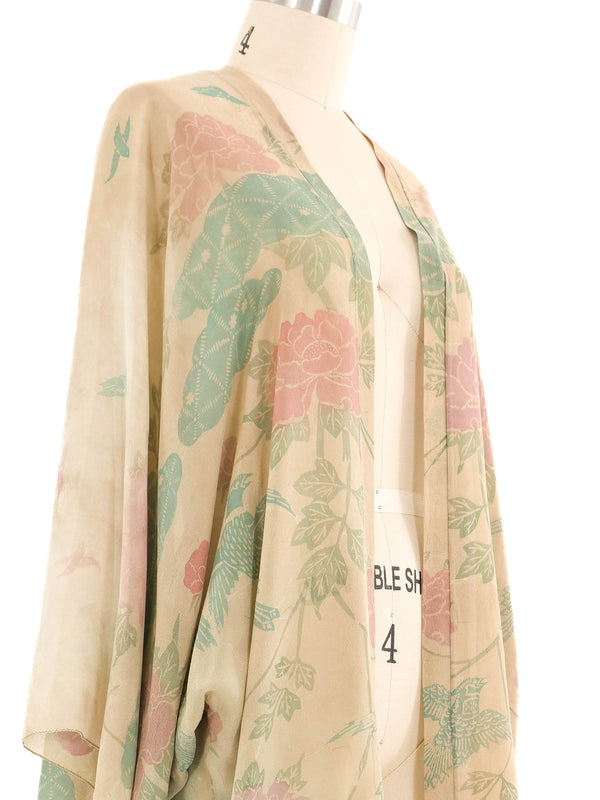 1920s Floral Silk Chiffon Kimono Jacket arcadeshops.com