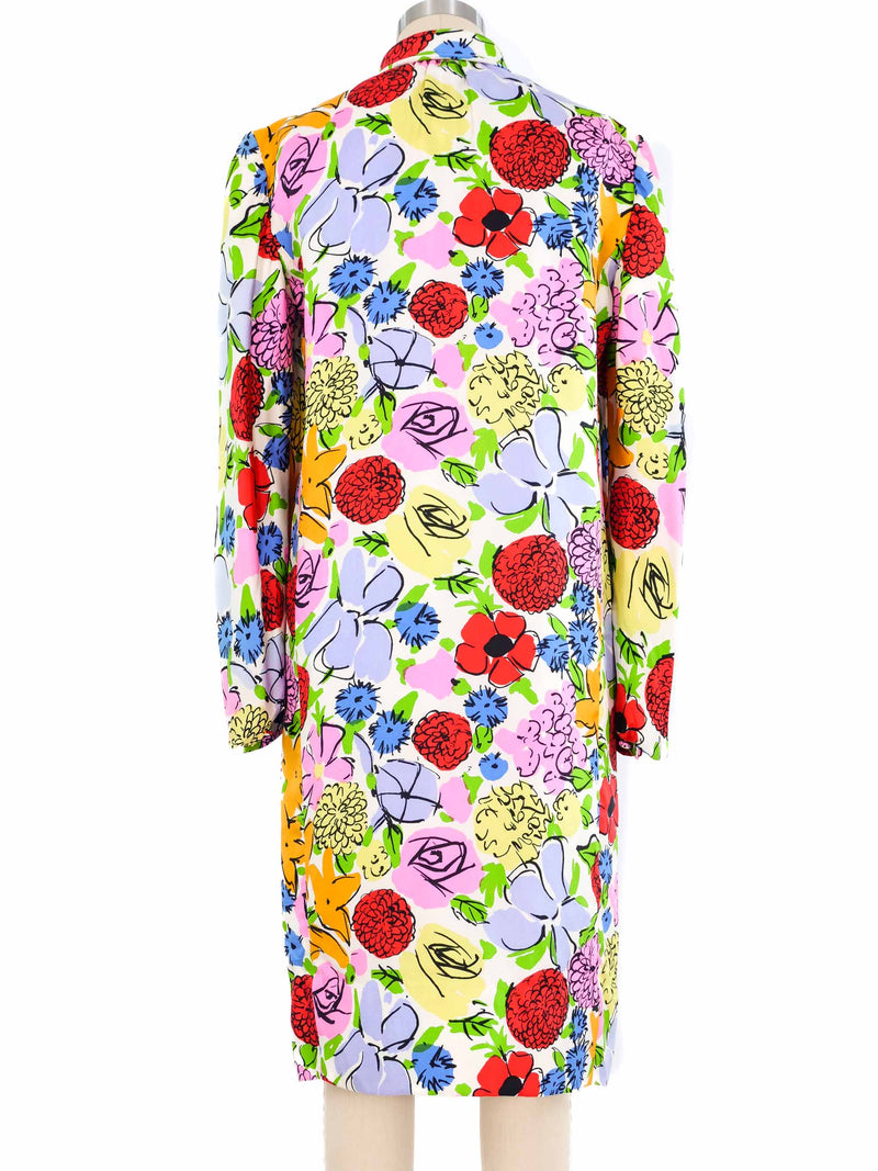 1970s Pauline Trigere Floral Silk Twill Dress Dress arcadeshops.com