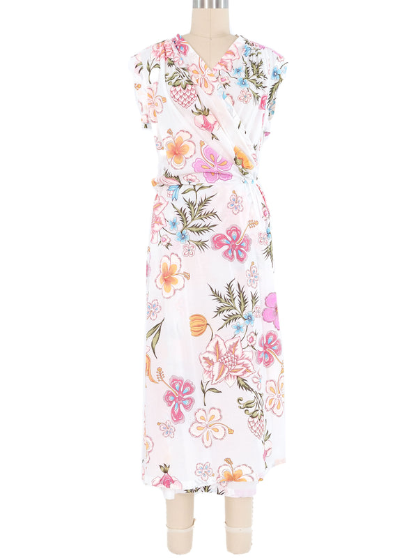 Dries Van Noten Floral Cotton Wrap Dress Dress arcadeshops.com
