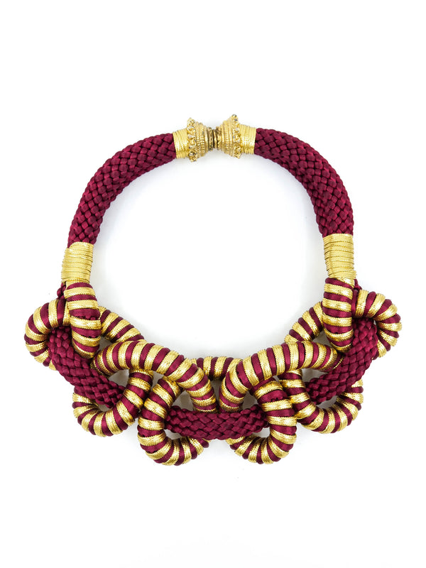 Maroon and Gold Rope Necklace Accessory arcadeshops.com