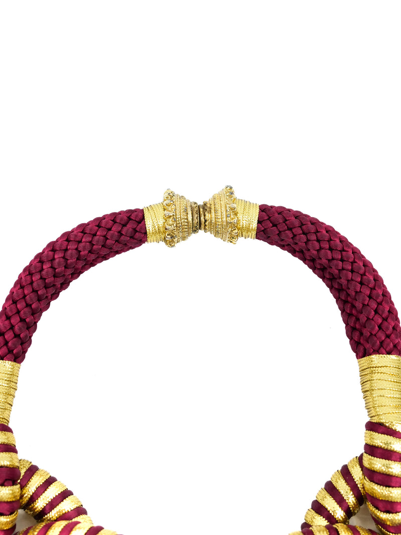Maroon and Gold Rope Necklace Accessory arcadeshops.com