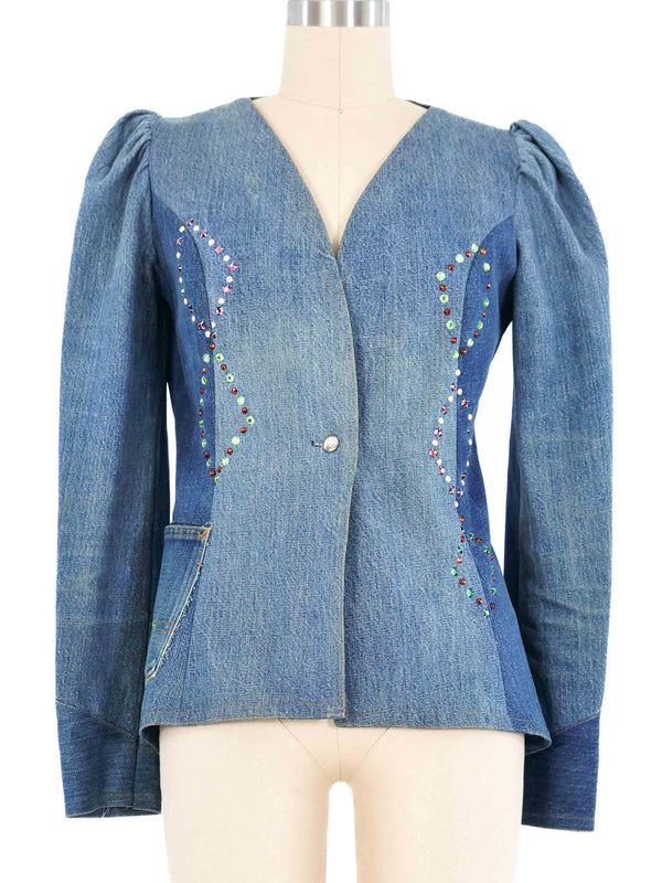 1970s Love Melody Rhinestone Studded Denim Jacket Jacket arcadeshops.com