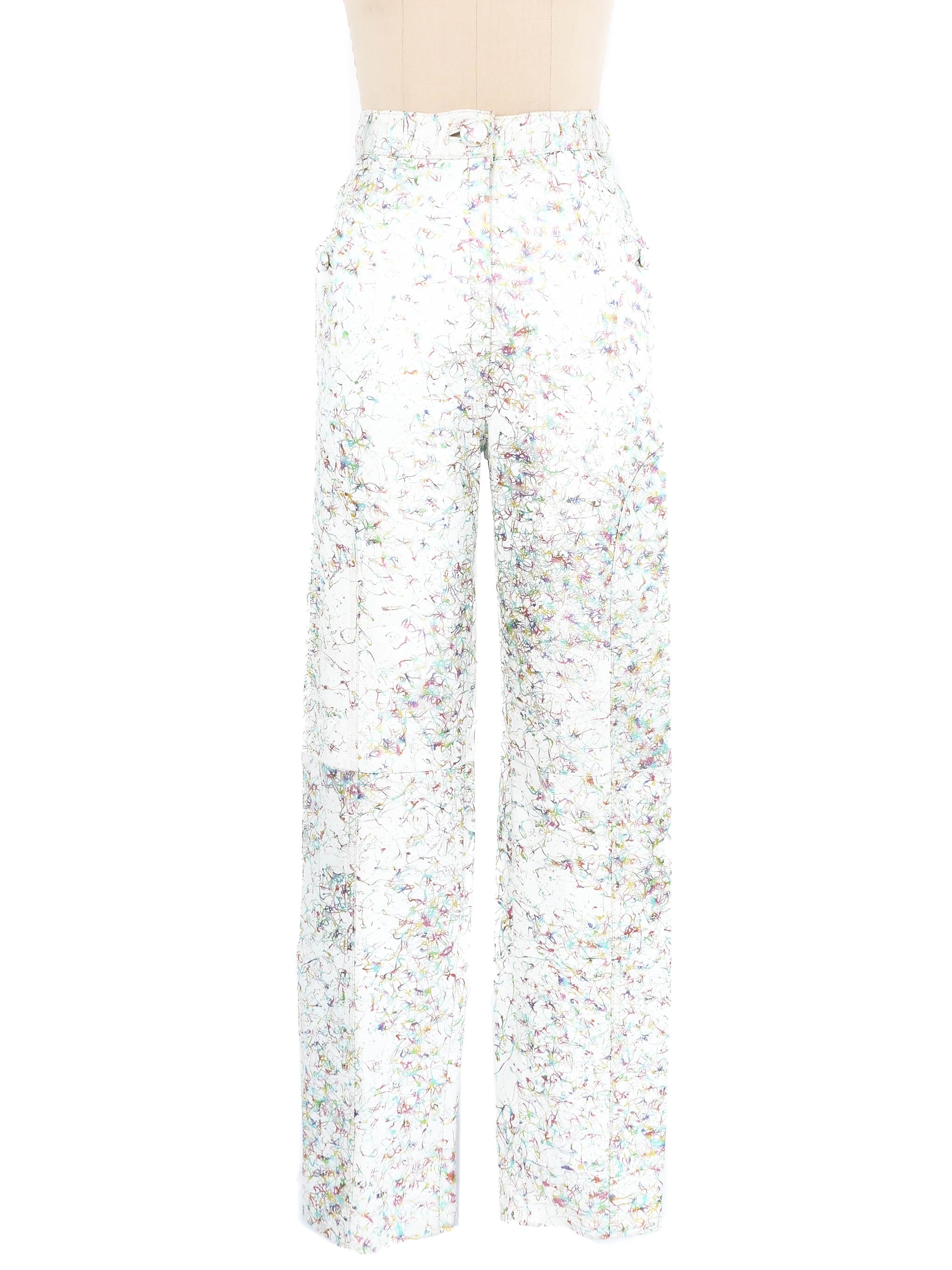 1980s Metallic Splatter Painted Leather Pants