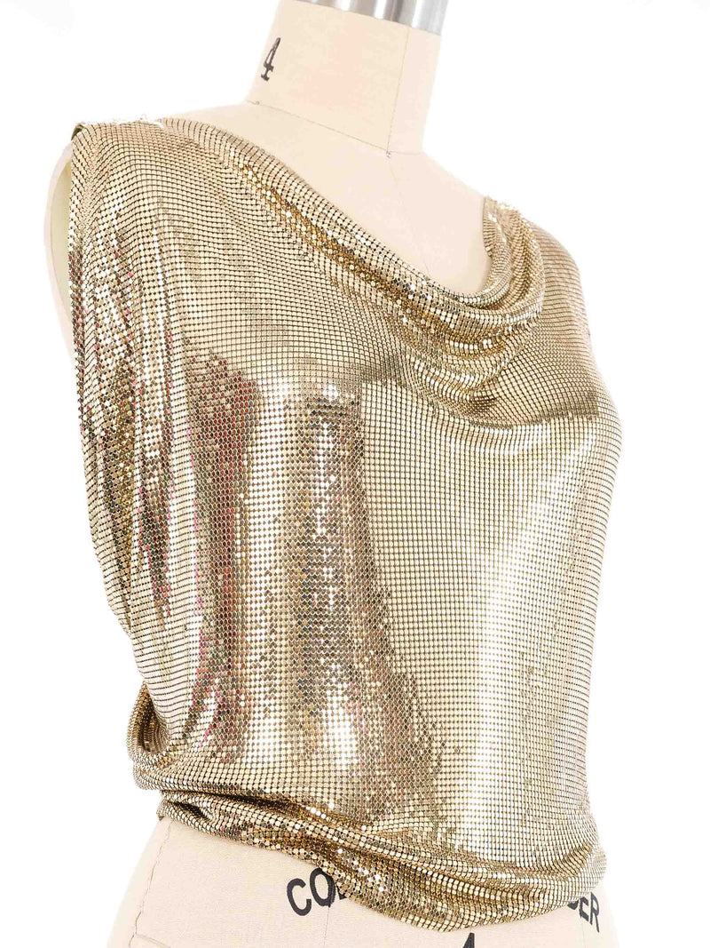 Gold Chainmail Crossback Top Top arcadeshops.com