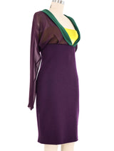 1997 Gianni Versace Eggplant Colorblock Cocktail Dress Dress arcadeshops.com