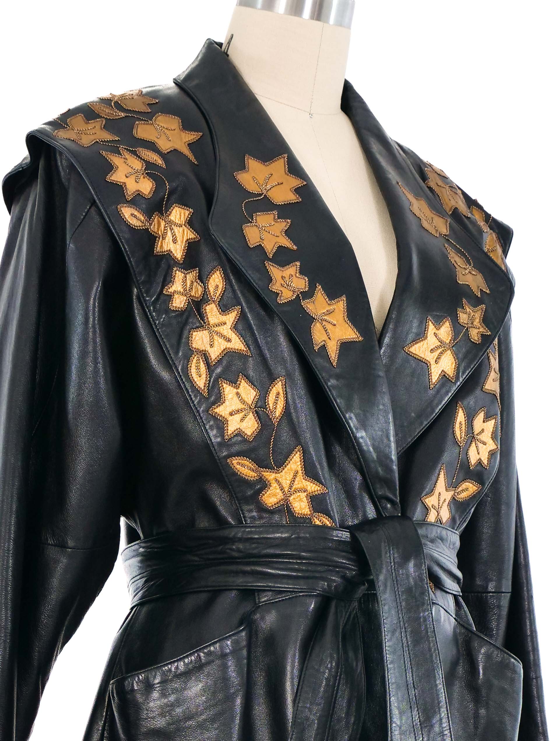 JITROIS レザーコート Jitrois Leaf Applique Leather Jacket