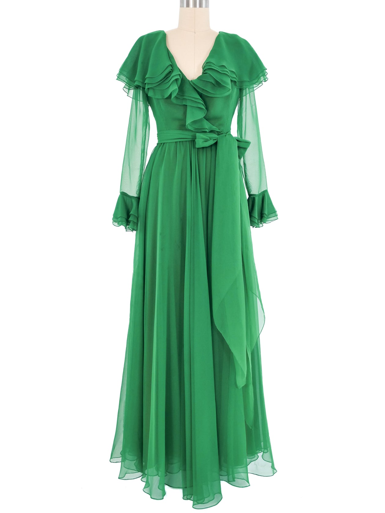 Kiki Hart Kelly Green Ruffle Gown