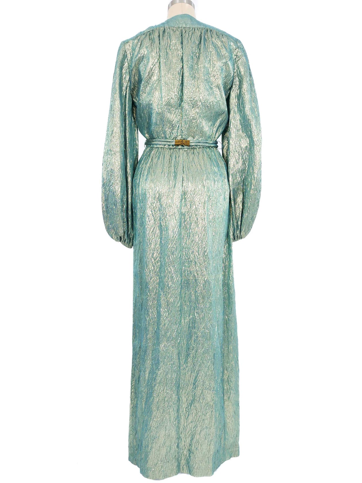 Victor Costa Ice Blue Metallic Wrap Dress