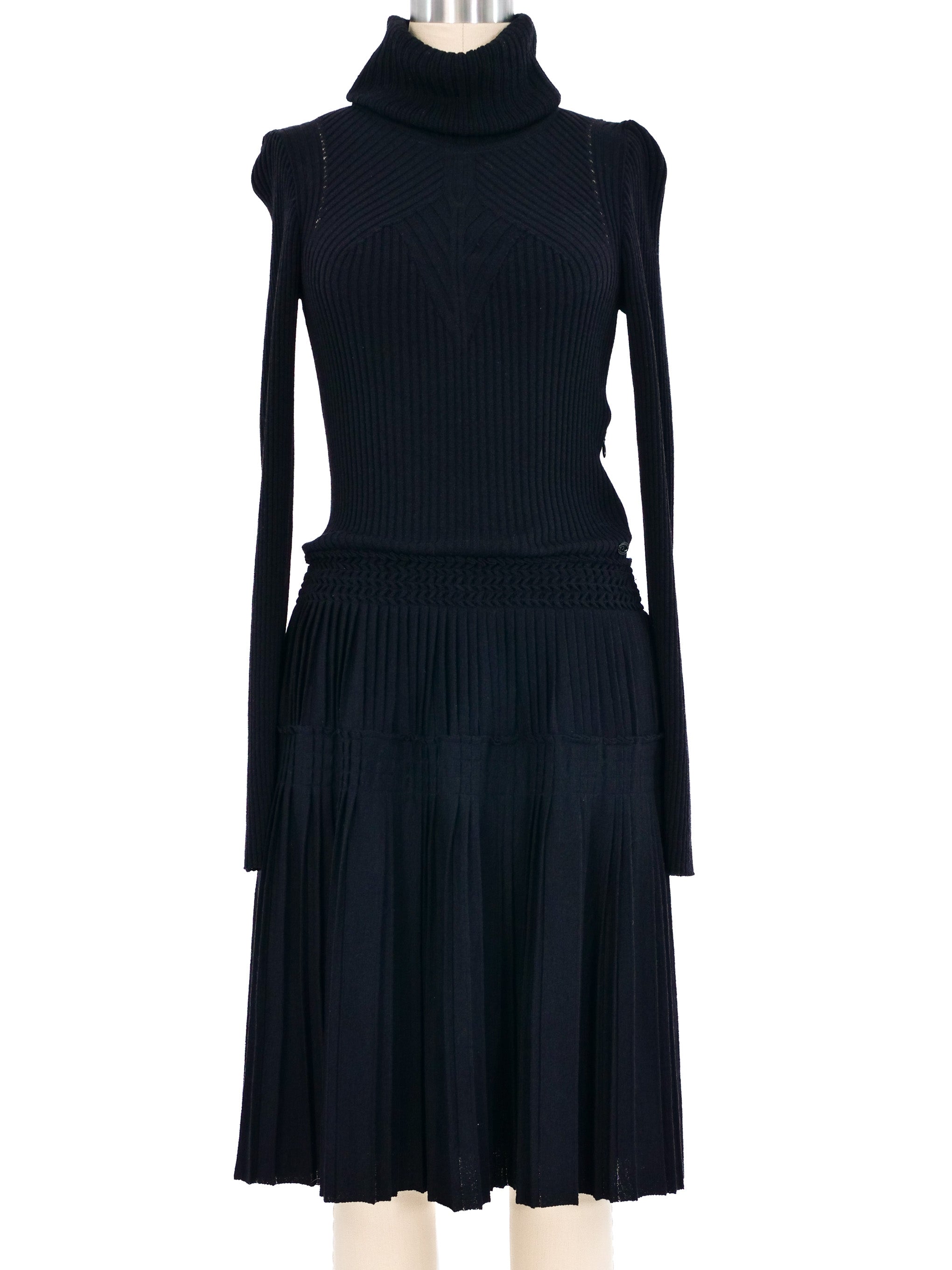 chanel black sweater dress