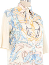 Hermes Printed Silk Panel Sweater Top arcadeshops.com