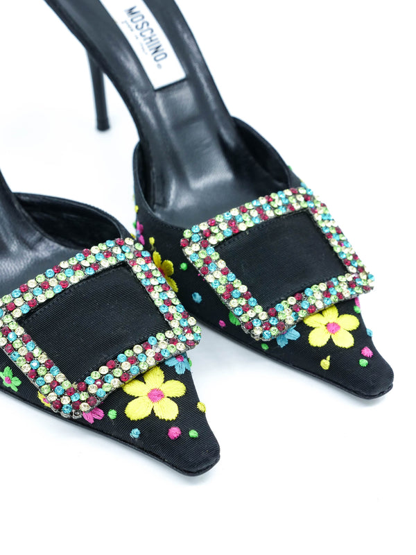 Moschino Floral Embroidered Mules, 35 Accessory arcadeshops.com