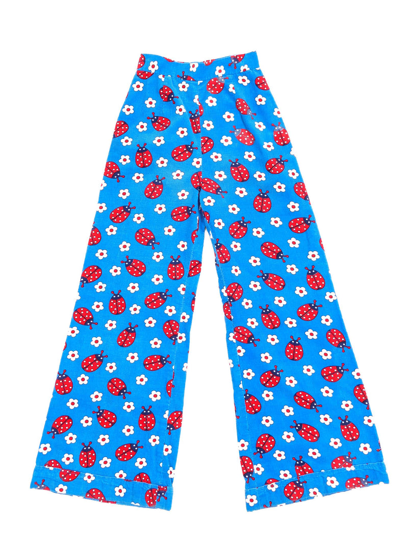 1970s Novelty Lady Bug Corduroy Flares Bottom arcadeshops.com