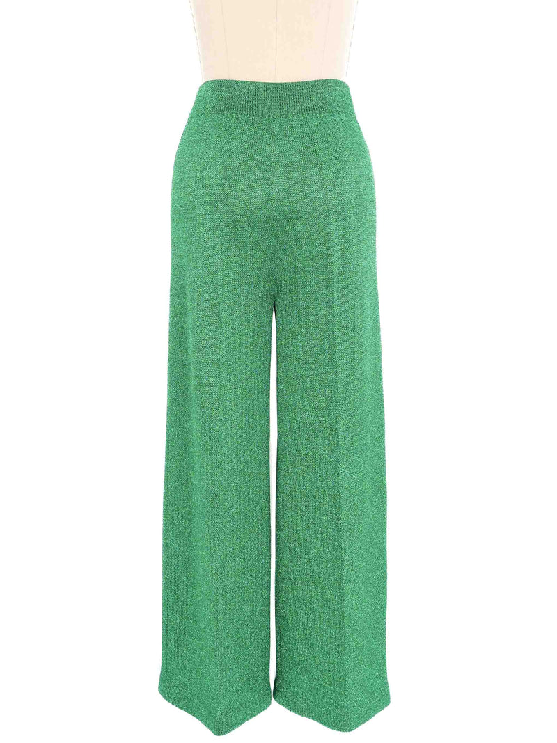 1970s Metallic Green Knit Pants Bottom arcadeshops.com