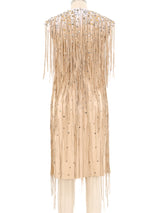 2018 Bottega Veneta Fringed Leather Sleeveless Dress Dress arcadeshops.com