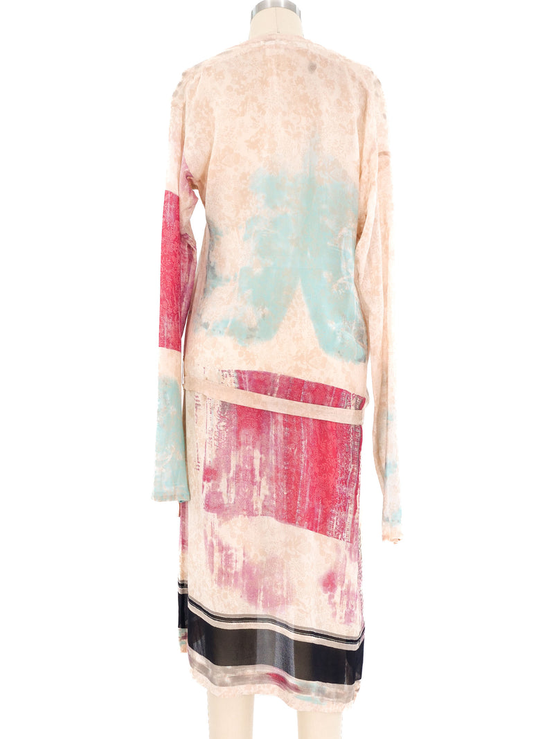 Dries Van Noten Pastel Asymmetrical Silk Chiffon Dress Dress arcadeshops.com
