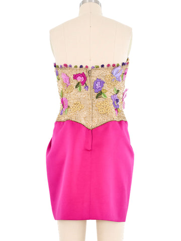 Victor Costa Magenta Embellished Cocktail Dress Ensemble