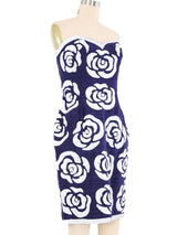 Victor Costa Navy Sequin Rose Mini Dress Dress arcadeshops.com